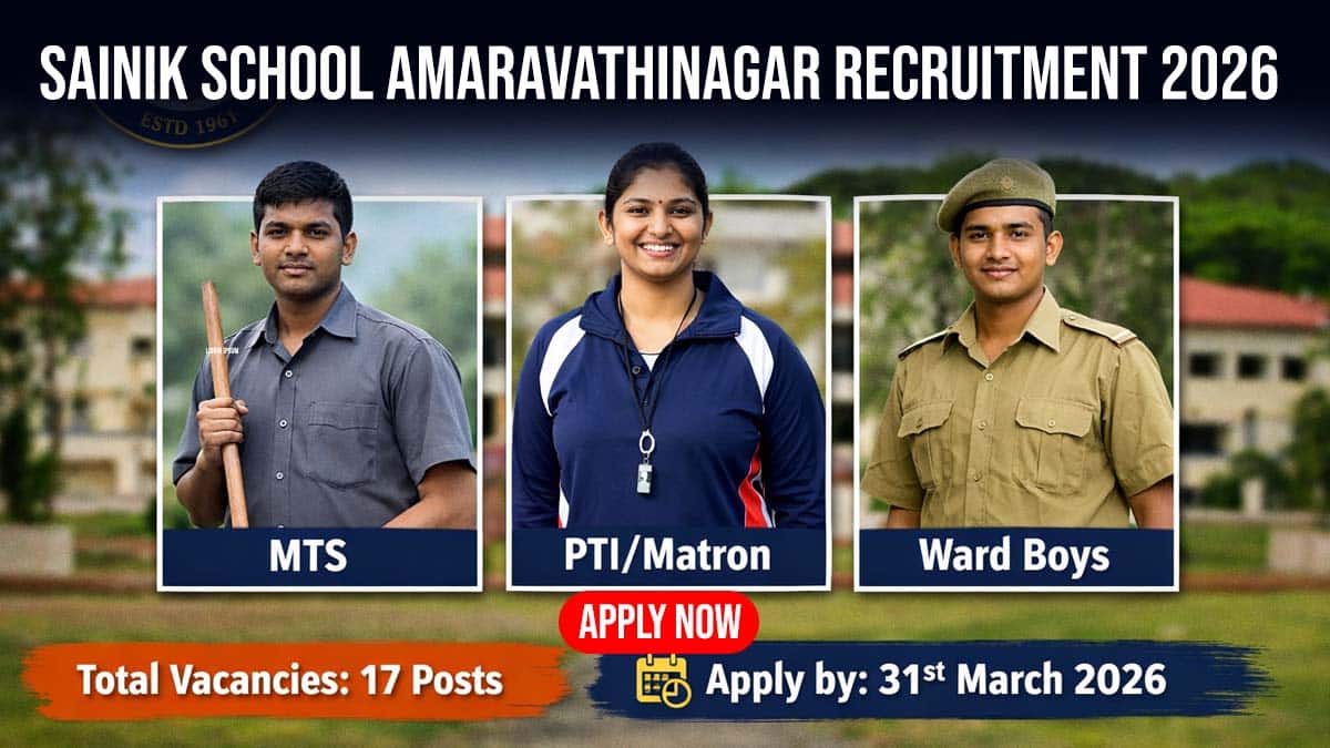 SAINIK SCHOOL Amaravathinagar Recruitment 2026