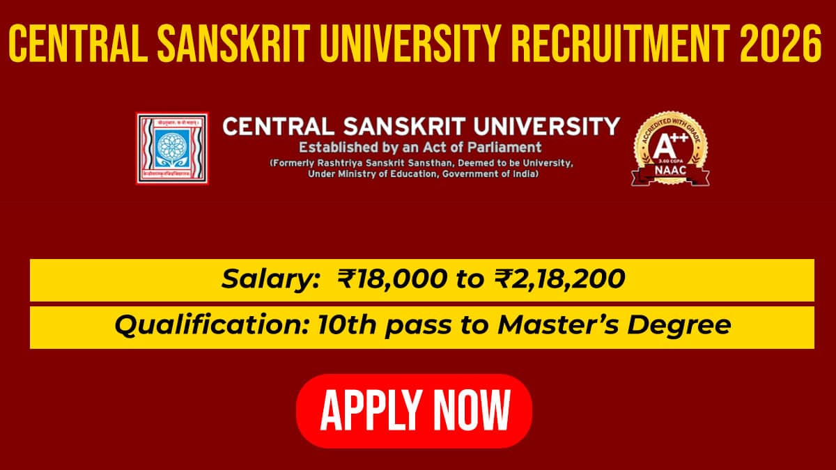Central Sanskrit University Recruitment 2026