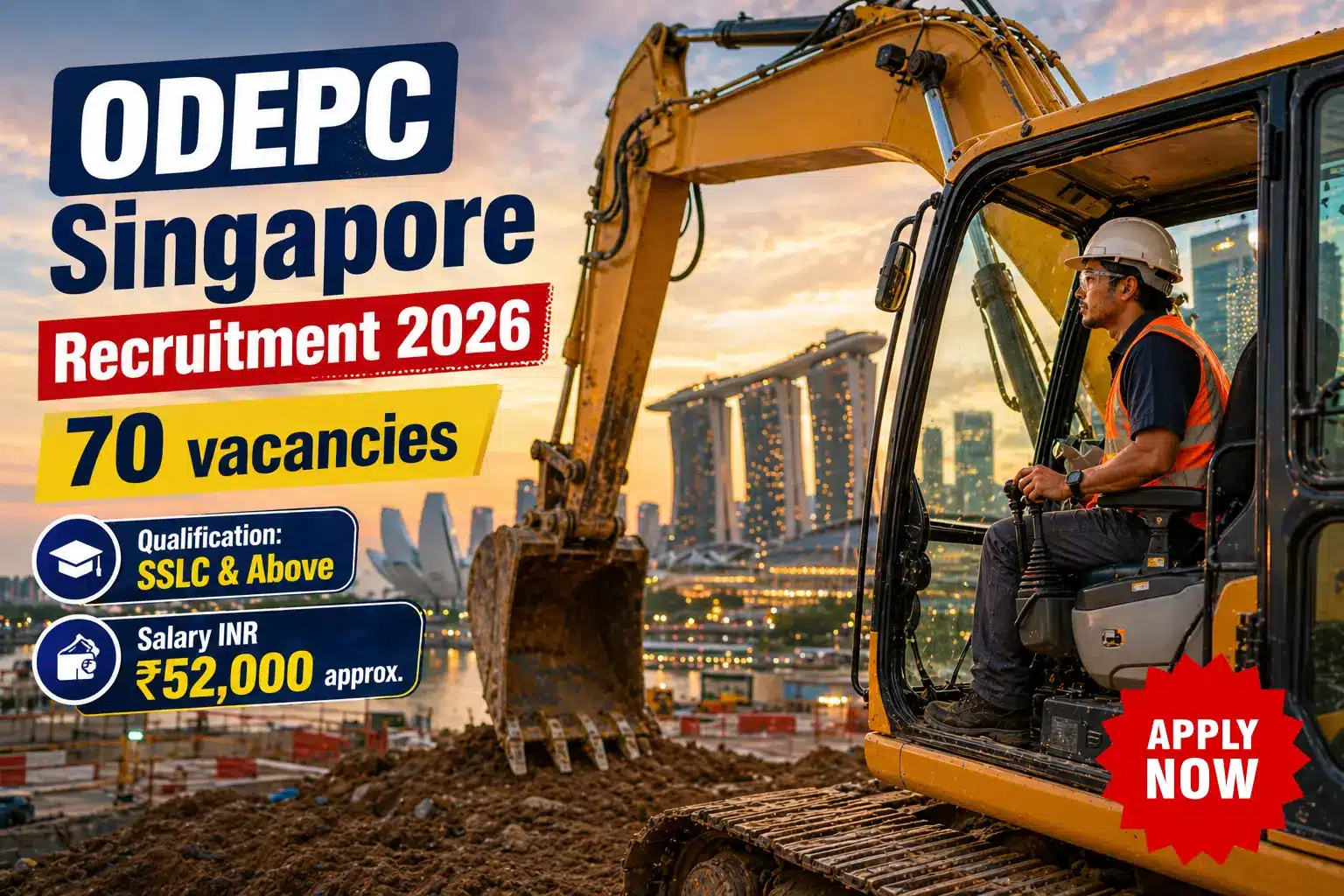 Job Openings in Singapore for Indians 2026 via ODEPC | 70 Vacancies