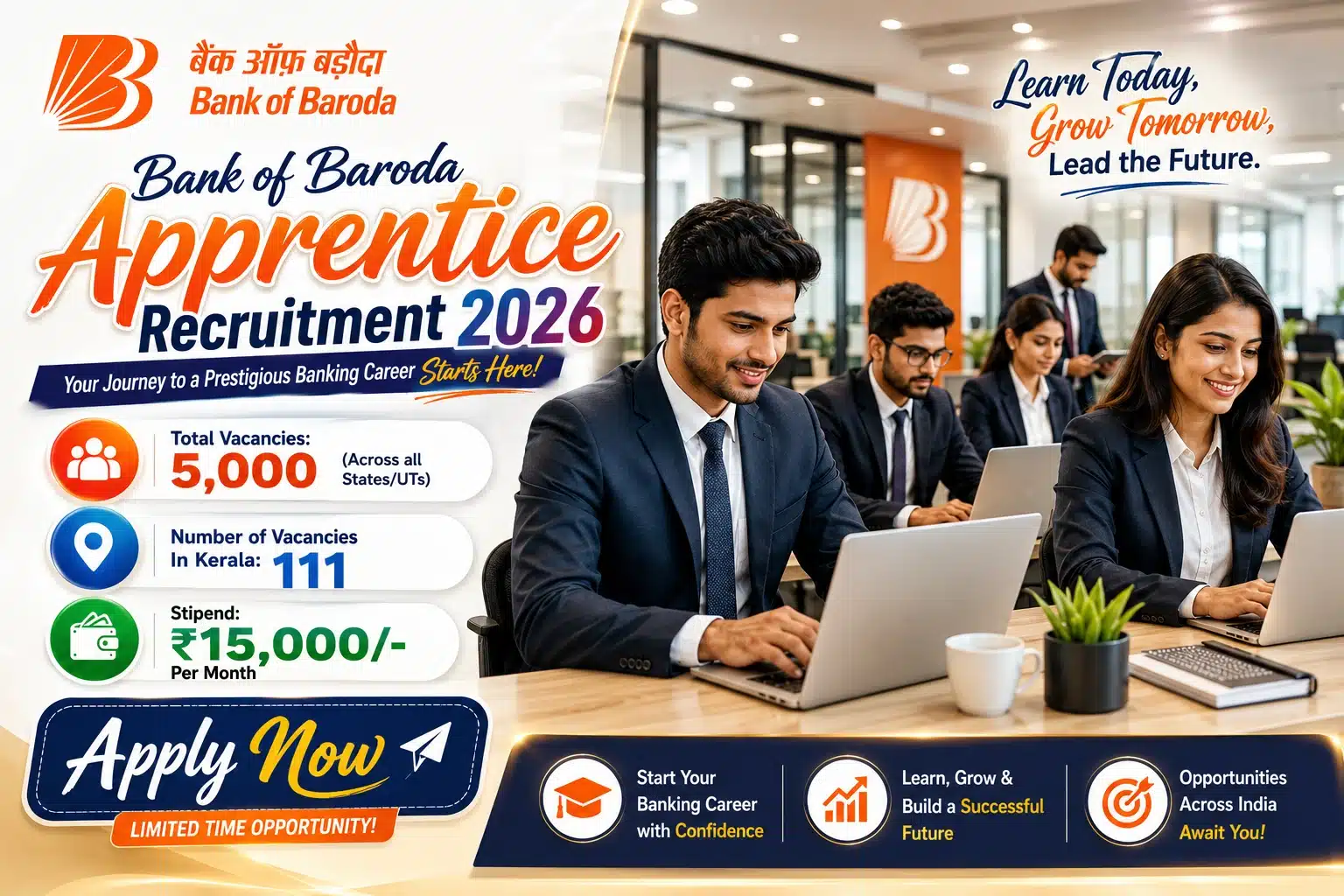 Bank of Baroda Apprentice Recruitment 2026 – 5000 Vacancies All India Online Application Open