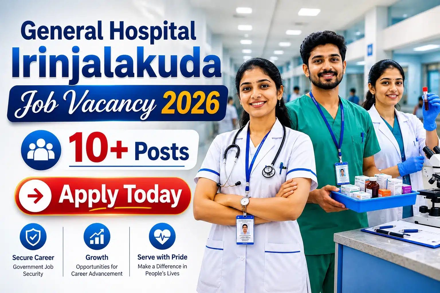 Irinjalakuda Hospital Job Vacancy 2026 - Staff Nurse, Pharmacist, Lab Technician & More Posts