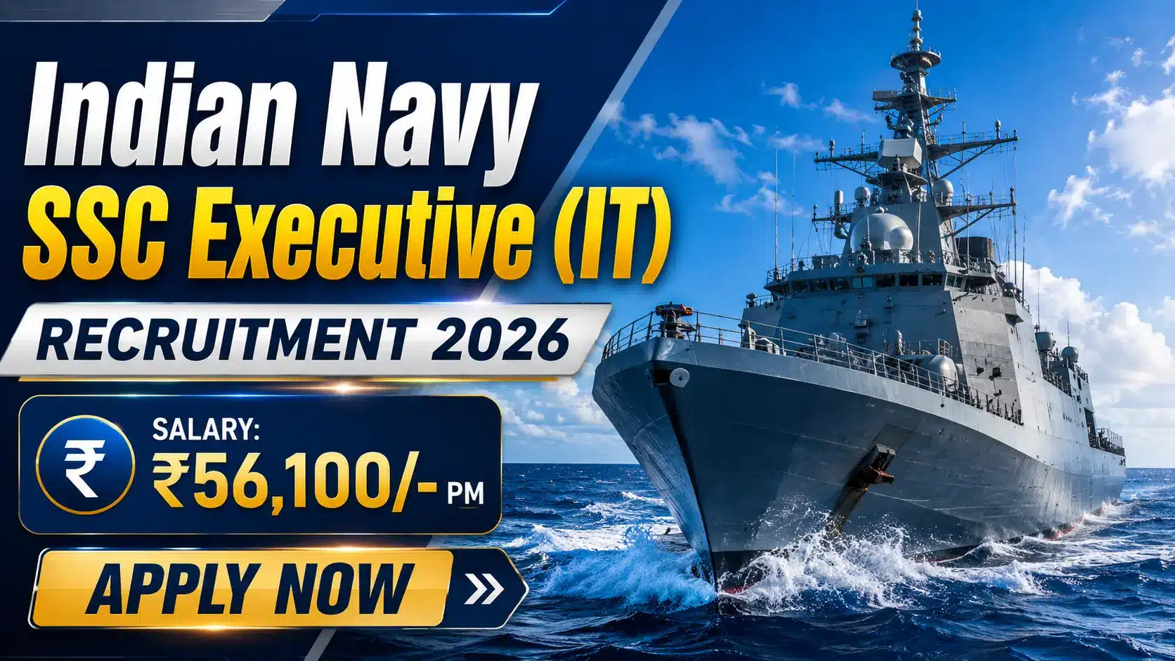 Indian Navy Jobs - SSC Executive Information Technology Recruitment 2026 - 15 Vacancies Jan 27 Course