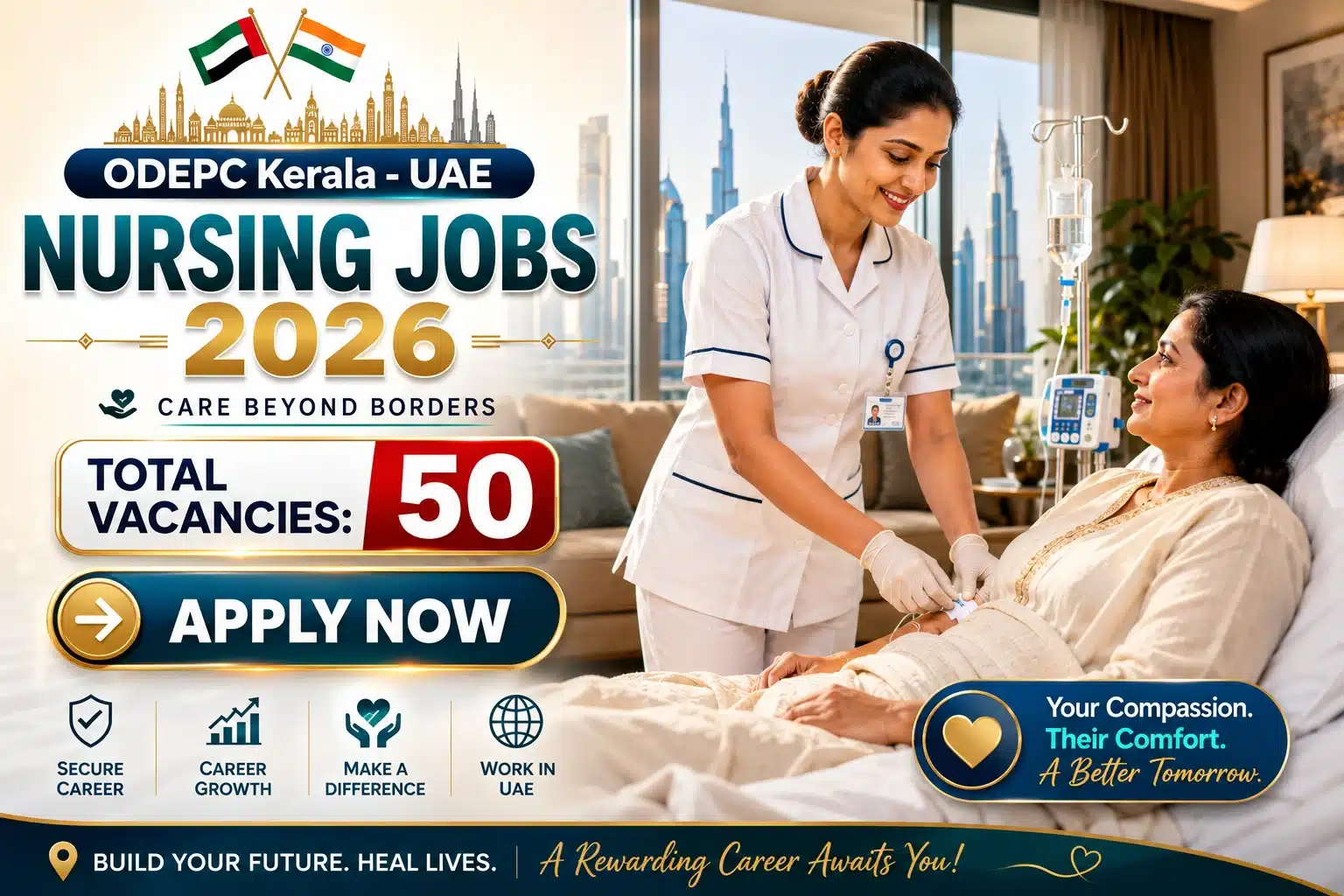 Nursing Jobs in UAE 2026 - ODEPC Kerala Recruits Assistant Nurse - 50 Vacancies