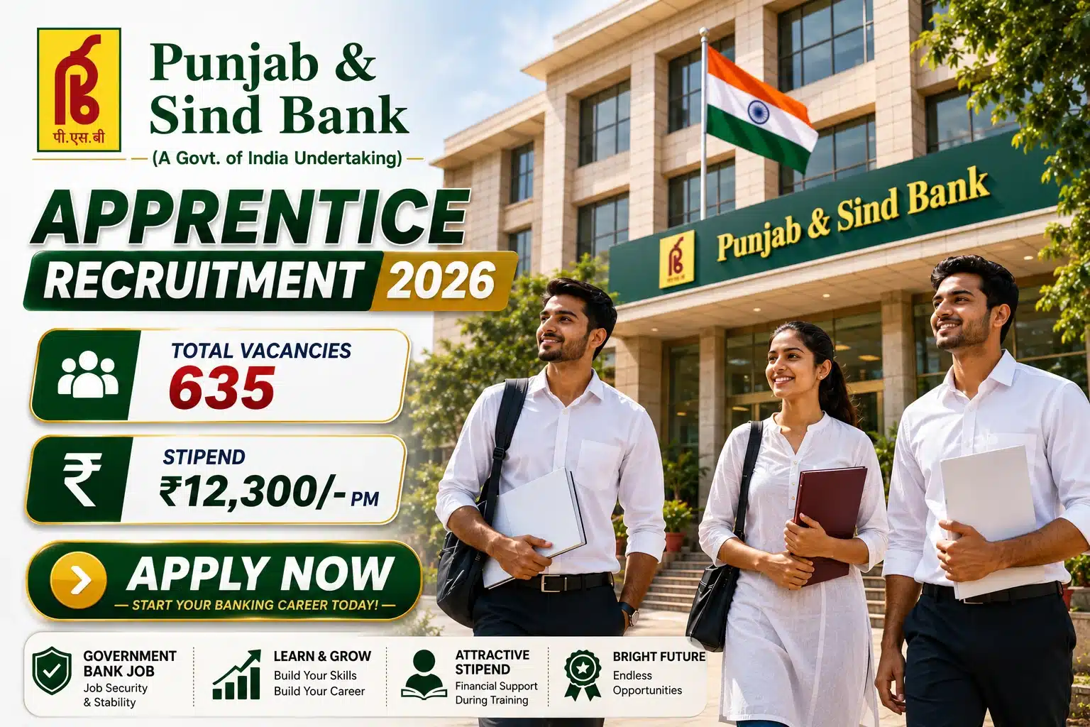 Punjab & Sind Bank Apprentice Recruitment 2026 – 635 Vacancies