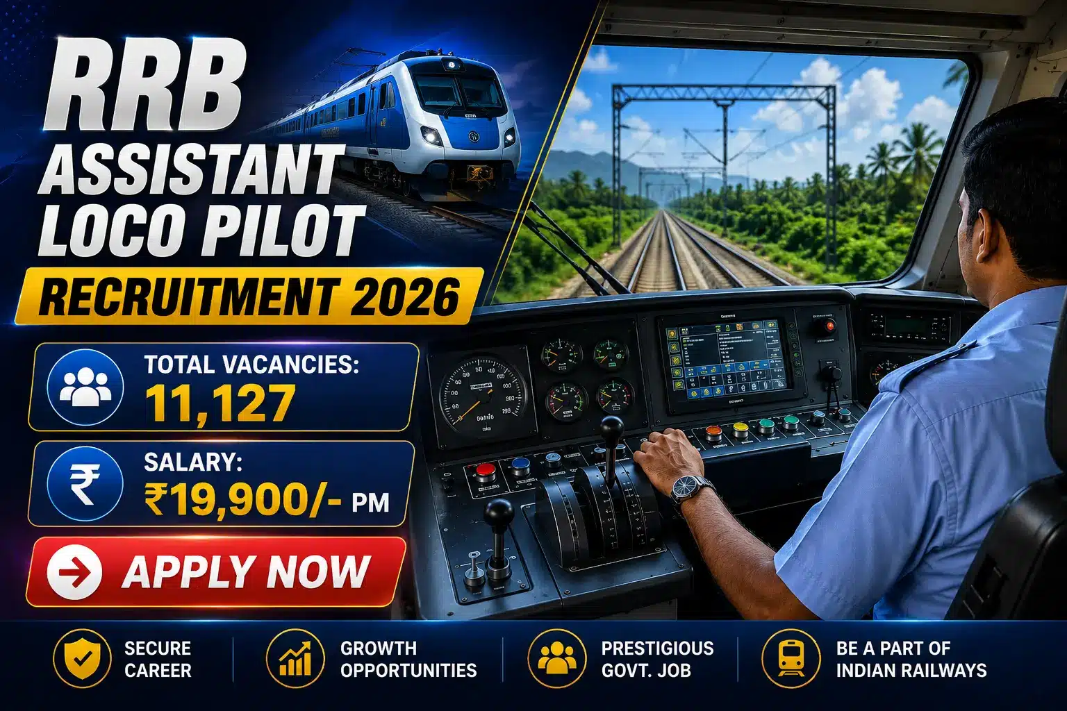 RRB Assistant Loco Pilot Vacancy 2026 - 11127 Vacancies CEN 01/2026