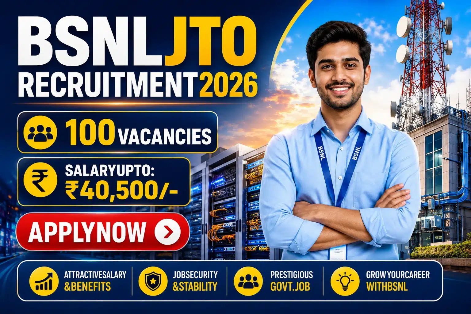 BSNL Junior Telecom Officer Recruitment 2026 – 100 Vacancies