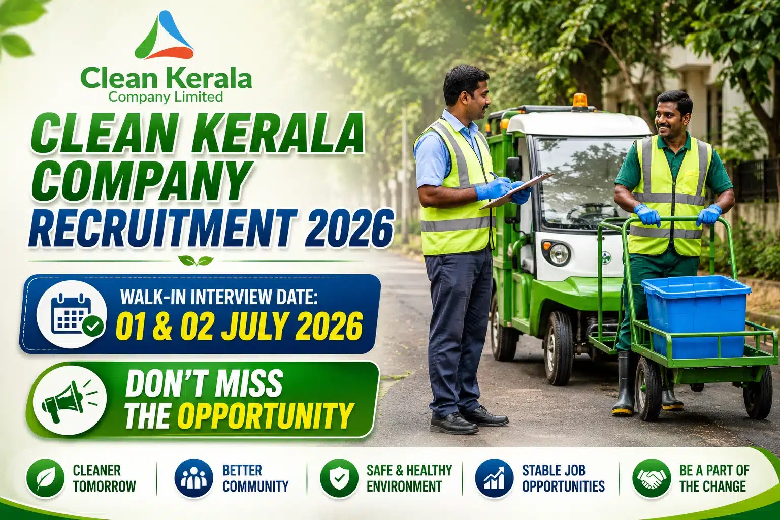 Clean Kerala Company Recruitment 2026 – Walk-In Interview