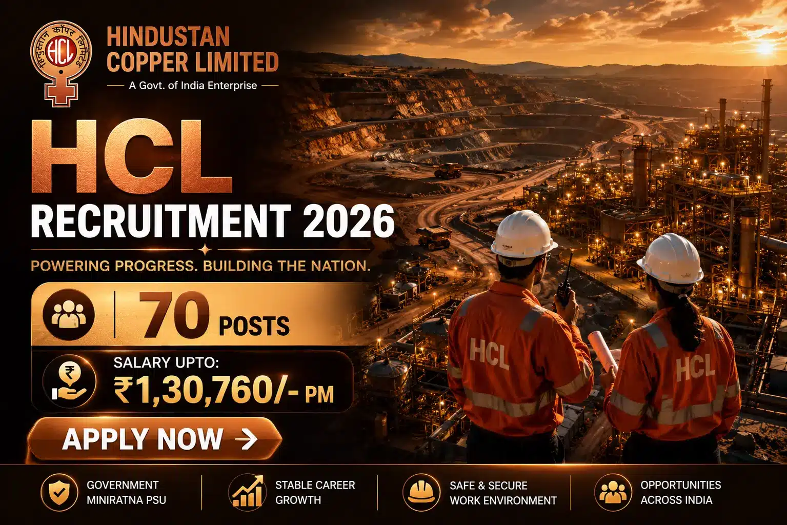 Hindustan Copper Limited Recruitment 2026 – 70 Vacancies
