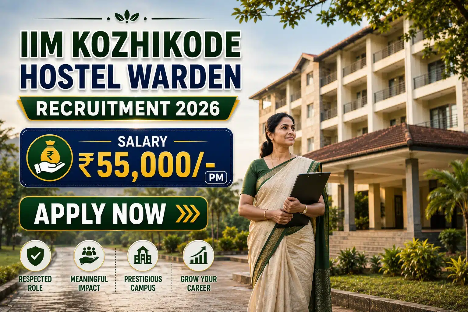 IIM Kozhikode Hostel Warden Recruitment 2026 – 2 Vacancies