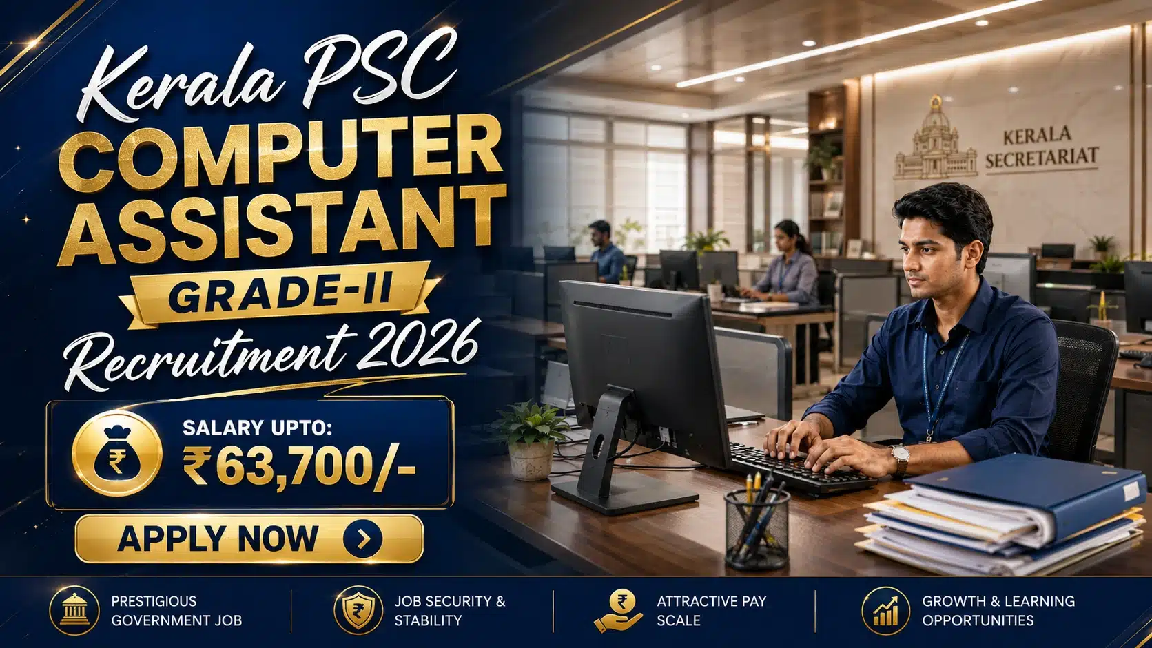 Kerala PSC Computer Assistant Grade-II Recruitment 2026 – 1 Vacancy