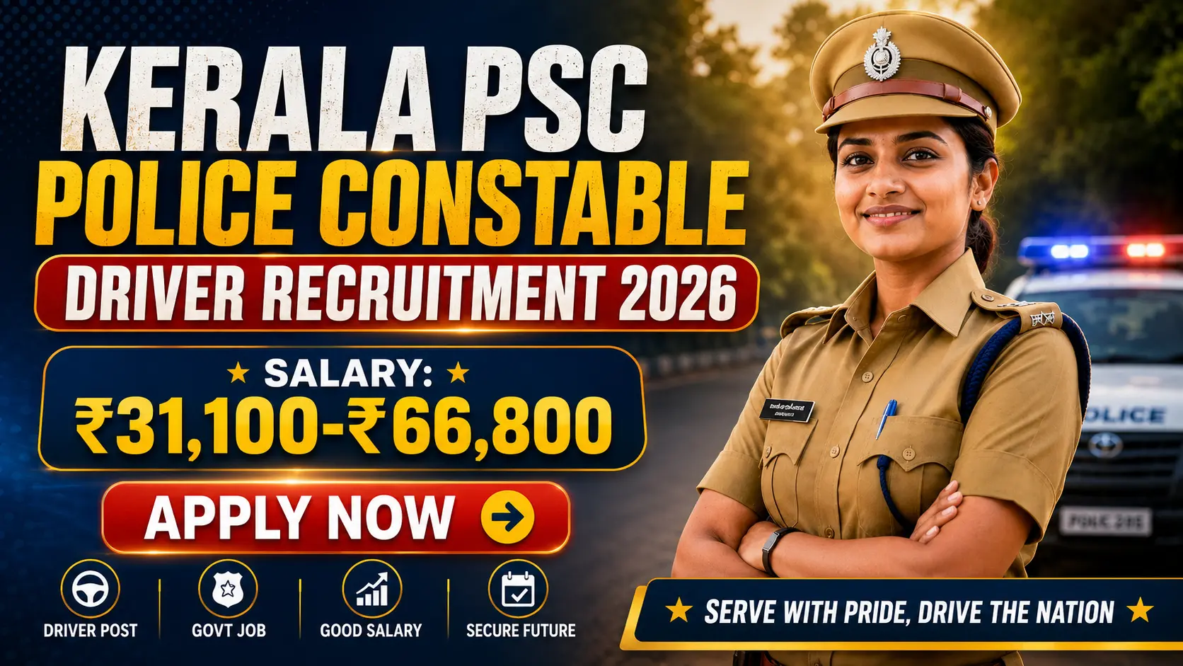 Kerala PSC Police Constable Driver 2026 Notification under Kerala Police Department - Anticipated Vacancies