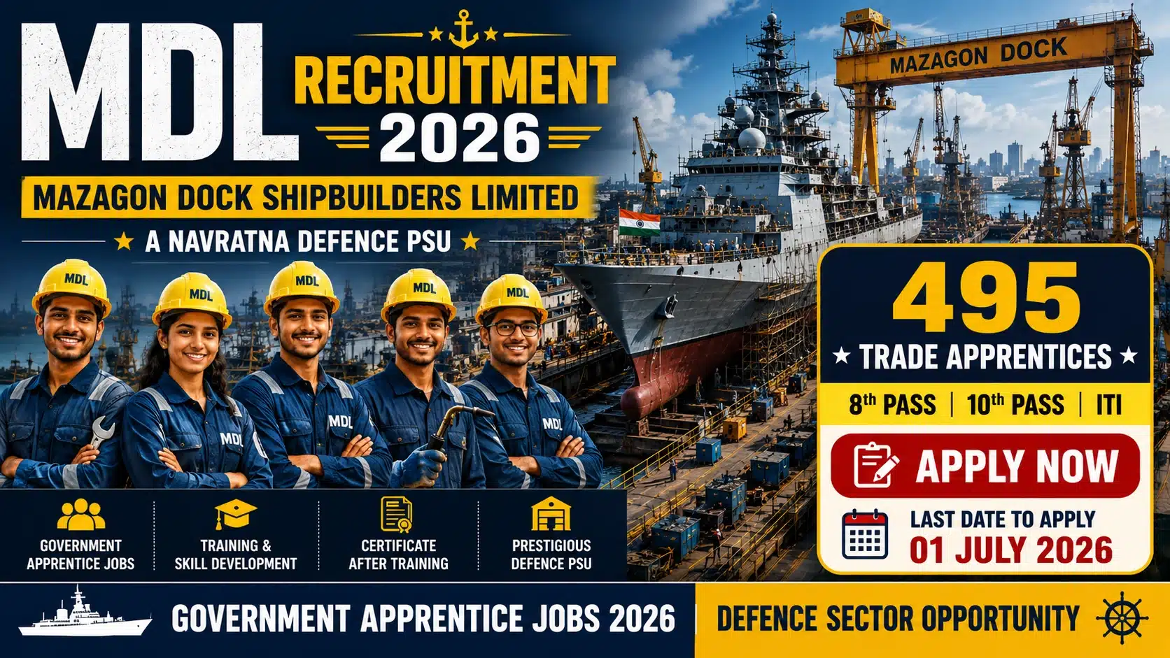 MDL Recruitment 2026 – 495 Vacancies