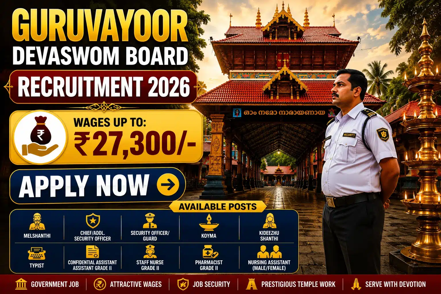 Guruvayoor Devaswom Board Recruitment 2026 – Multiple Vacancies