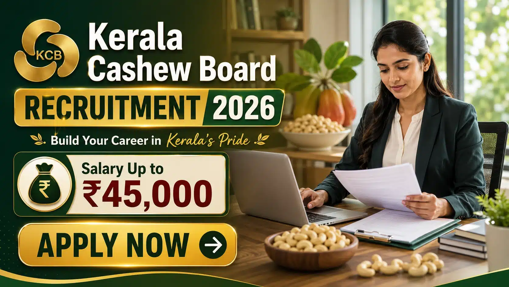Kerala Cashew Board Recruitment 2026 - 2 Vacancies