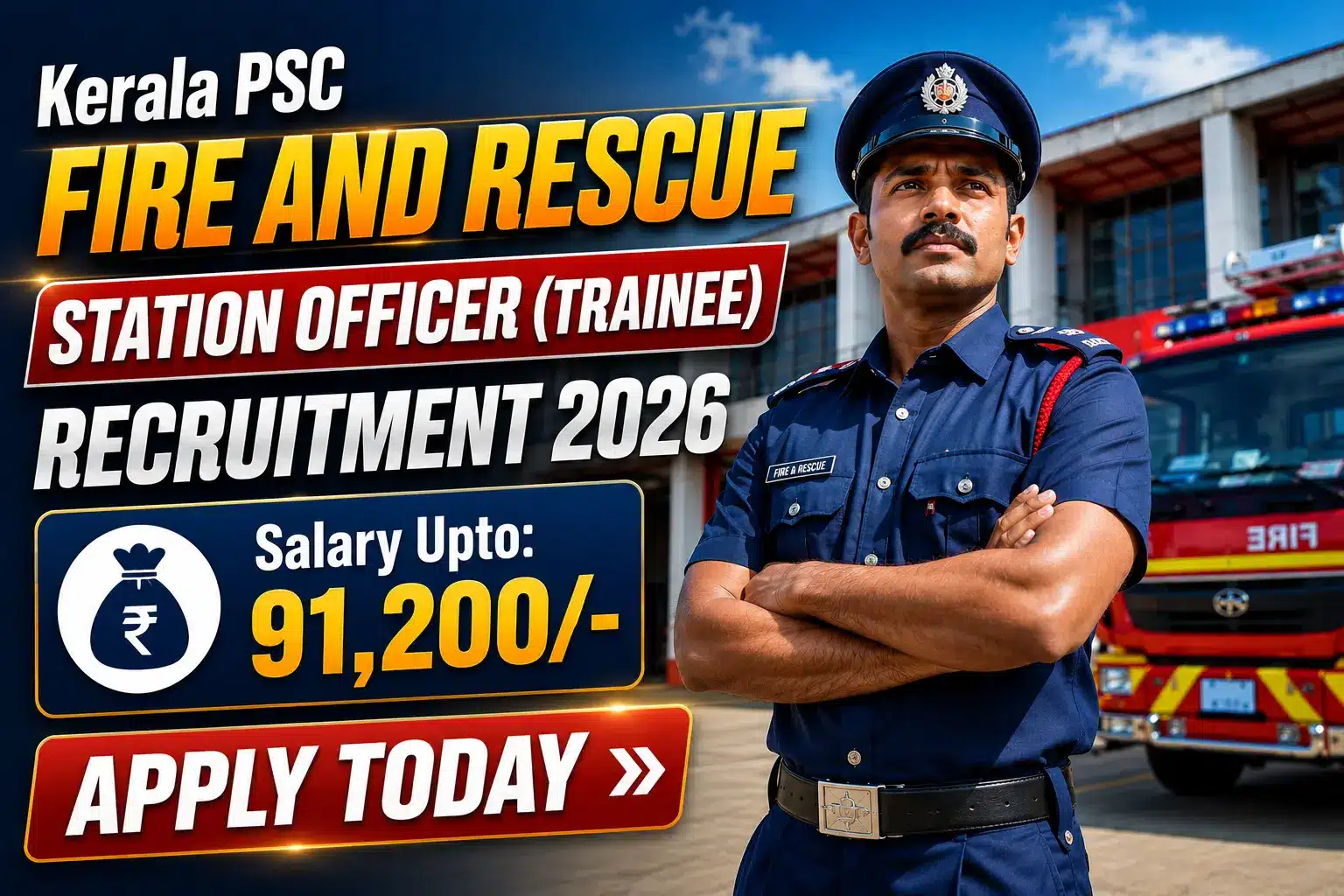 Kerala PSC Fire and Rescue Station Officer (Trainee) Recruitment 2026: 1 Vacancy