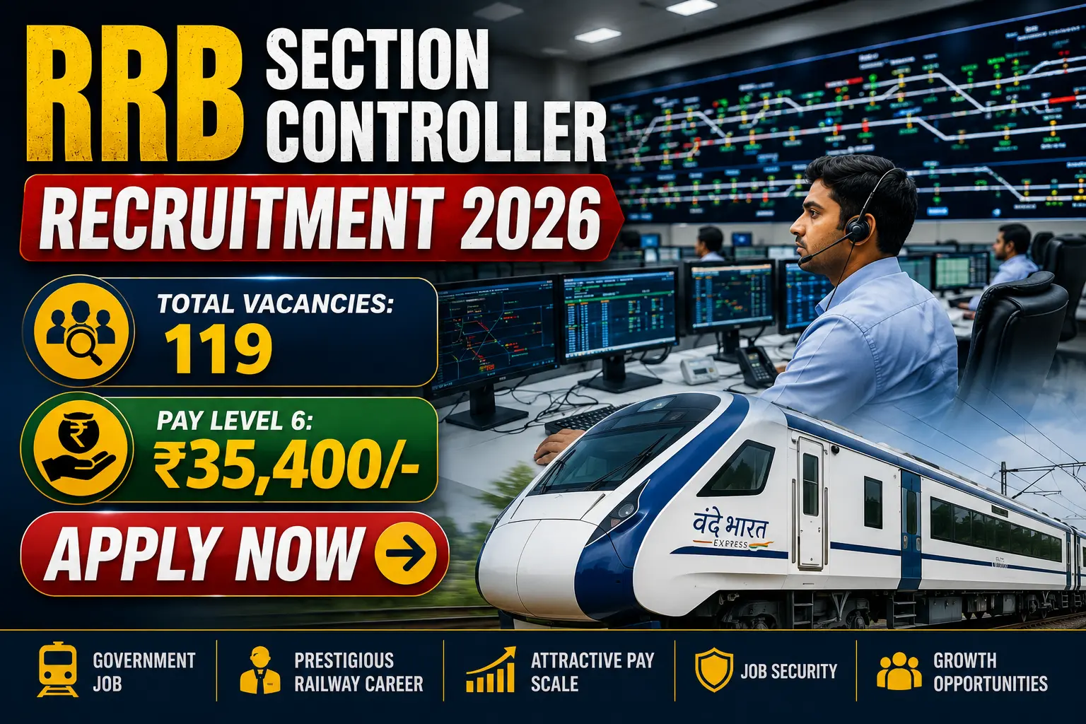 RRB Section Controller Recruitment 2026 – 119 Vacancies