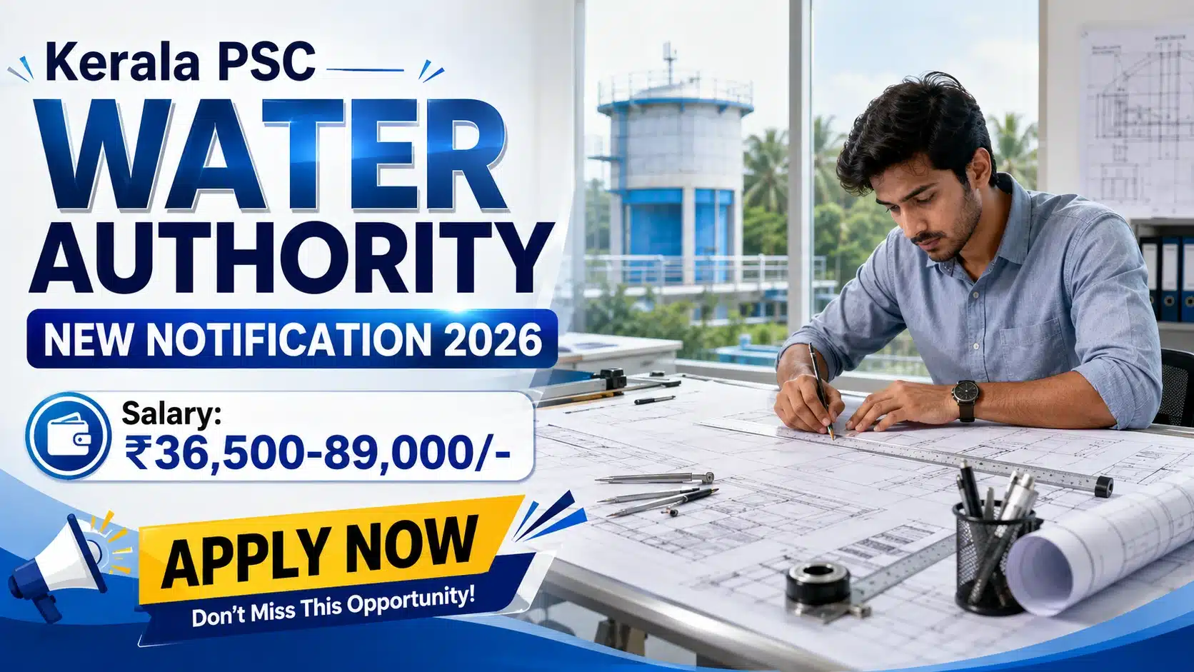 Kerala PSC Water Authority New Notification 2026 - Draftsman Gr I/Sub Engineer Posts